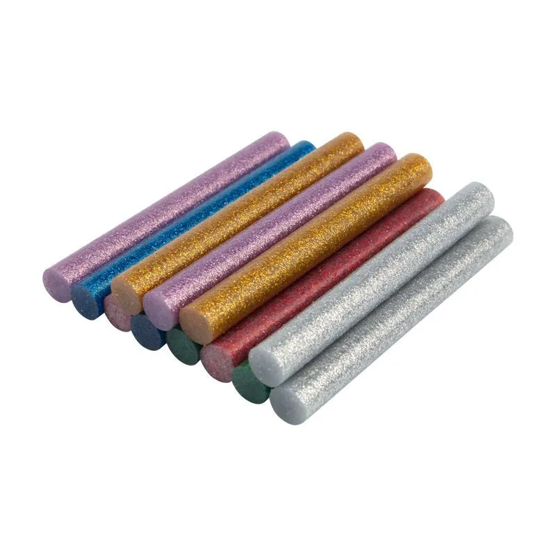 Стержни клеевые Ø11мм, 100мм, цветные с блестками (12 шт/уп), блистер REXANT 09-1235