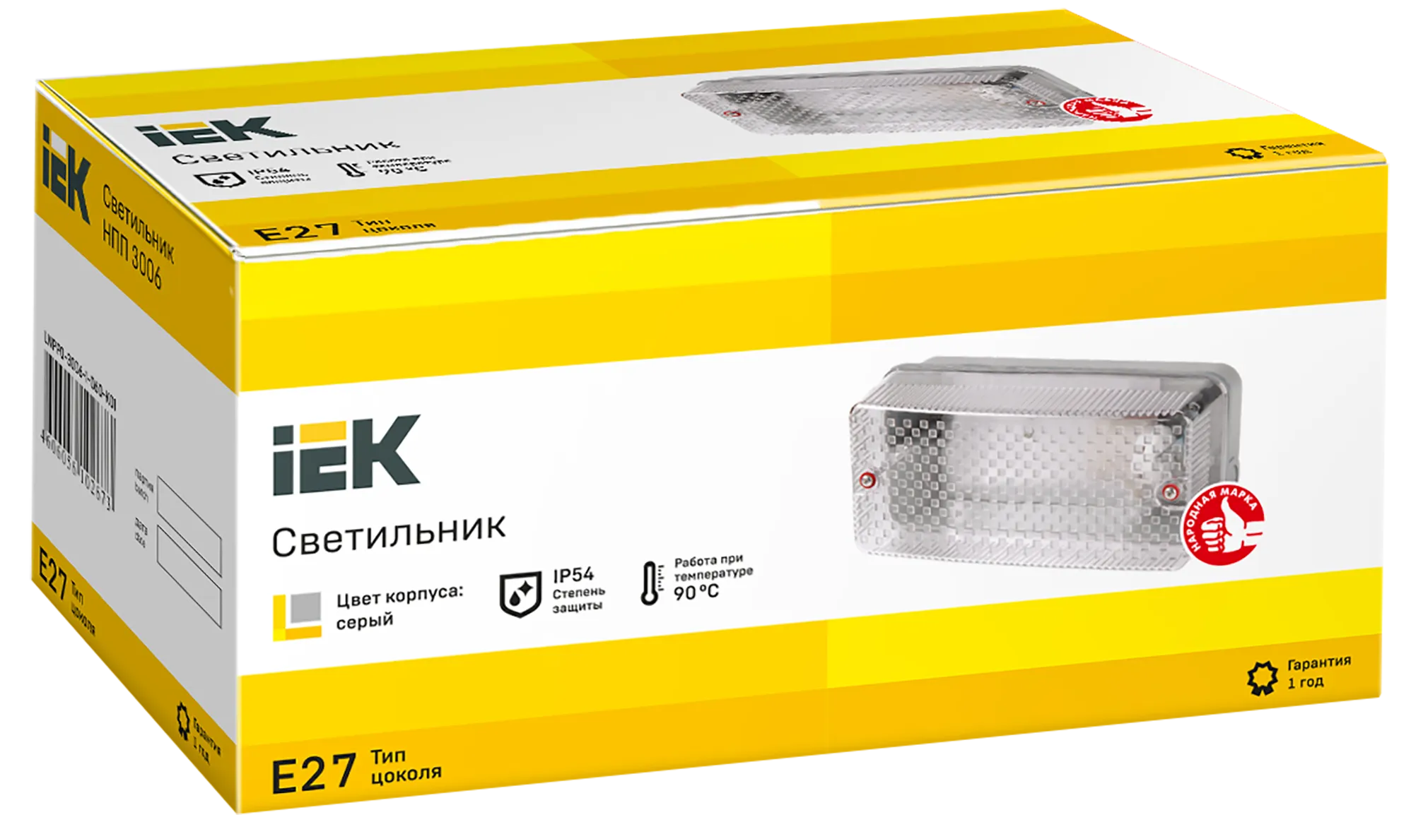 Светильник НПП3006 60Вт IP54 серый IEK - Фото 2