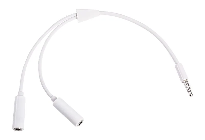 Аудиоразветвитель штекер 3,5мм на 2 по 3,5мм, 0,3м, белый REXANT