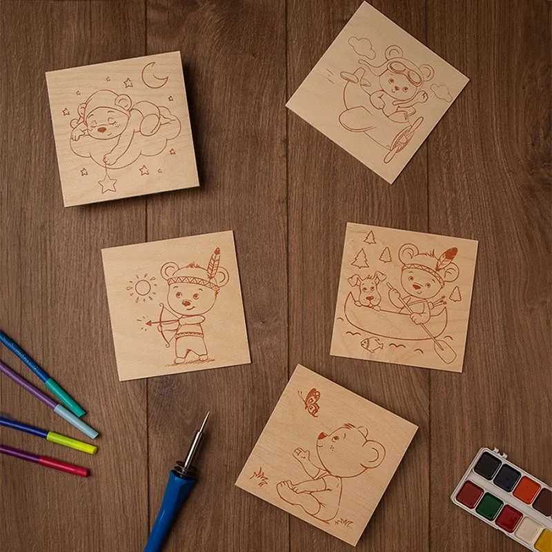 Доски для выжигания «Мишки», 150х150мм, 5 шт., пакет REXANT - Фото 2