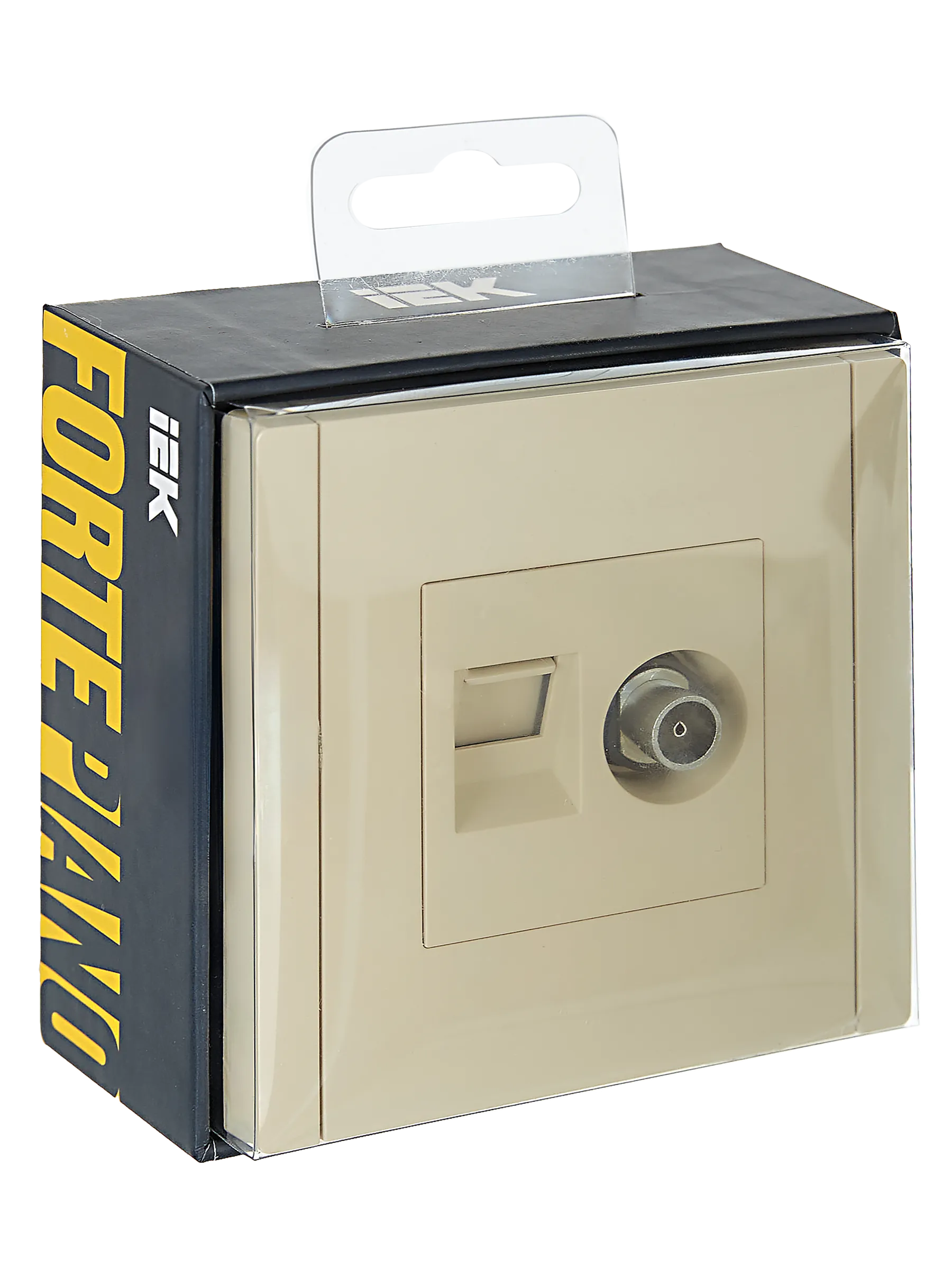 FORTE&PIANO Розетка двойная TV+RJ45 кат.5E FP436 ваниль IEK - Фото 2