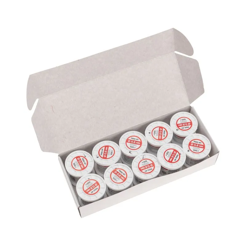 Припой с канифолью ПОС-61, 100г, Ø0,8мм, (олово 61%, свинец 39%), катушка REXANT - Фото 5