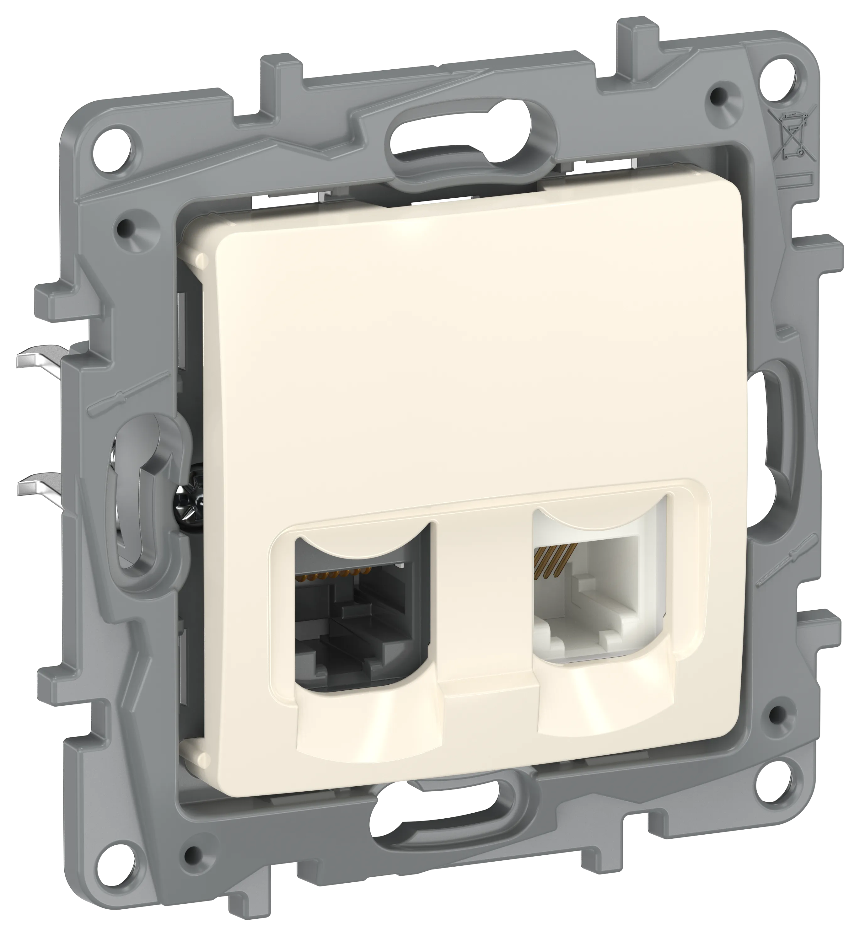 ETIKA Розетка двойная RJ11+RJ45 кат.5E UTP слоновая кость 672352