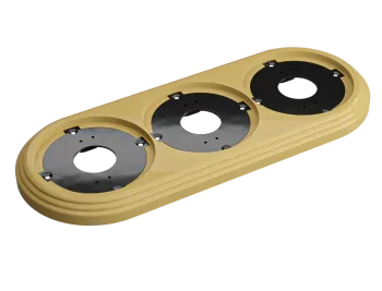 Рамка трехместная пластиковая, 234x92x14 мм, цвет - песочное золото, серия УСАДЬБА, ТМ МЕЗОНИНЪ