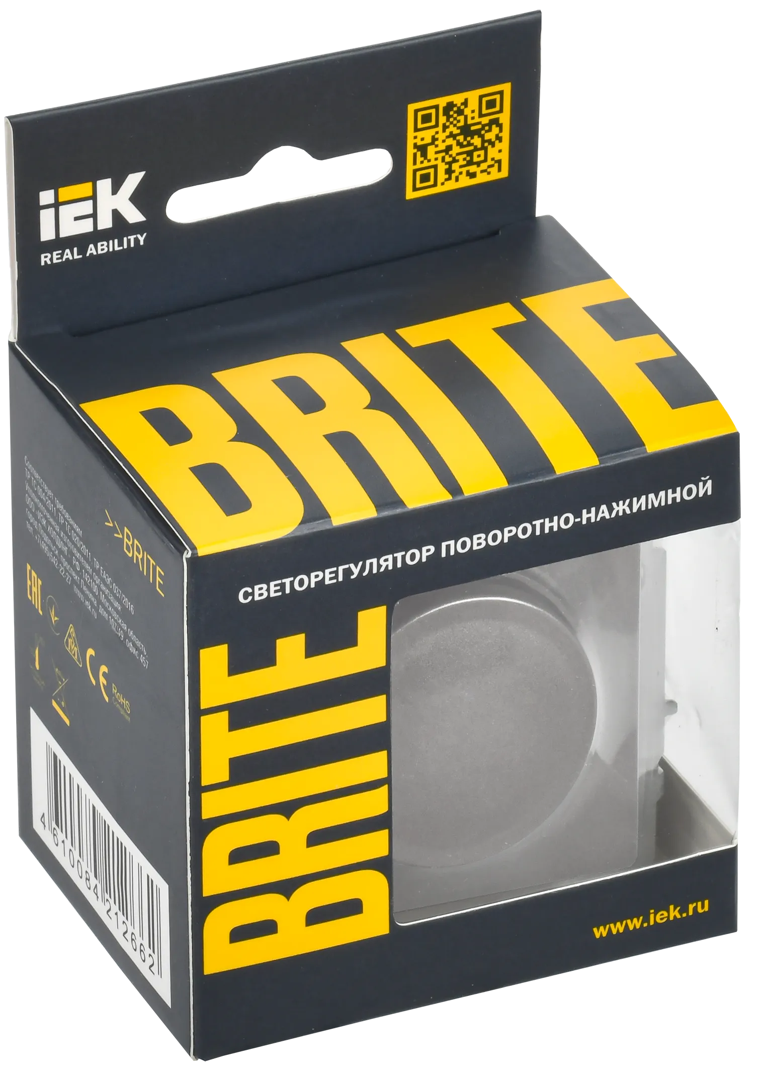 BRITE Светорегулятор поворотно-нажимной 600Вт СС10-1-0-БрС сталь IEK - Фото 2