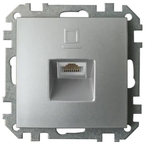 Розетка компьютерная скрытой установки РК18-007 серебро