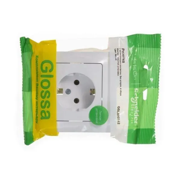 Розетка 1-м СП Glossa 16А IP20 с заземл. в сборе бел. SE GSL000142 - Фото 2