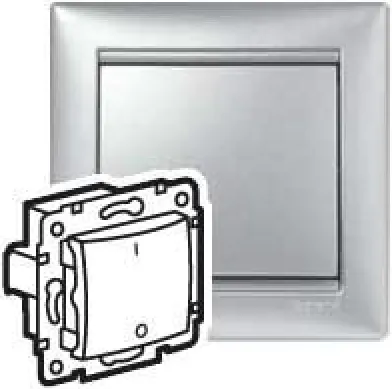 VALENA Переключатель 1-клавишный для люминисцентных ламп схема 6L 10АХ 400В безвинтовые зажимы алюминий 770103