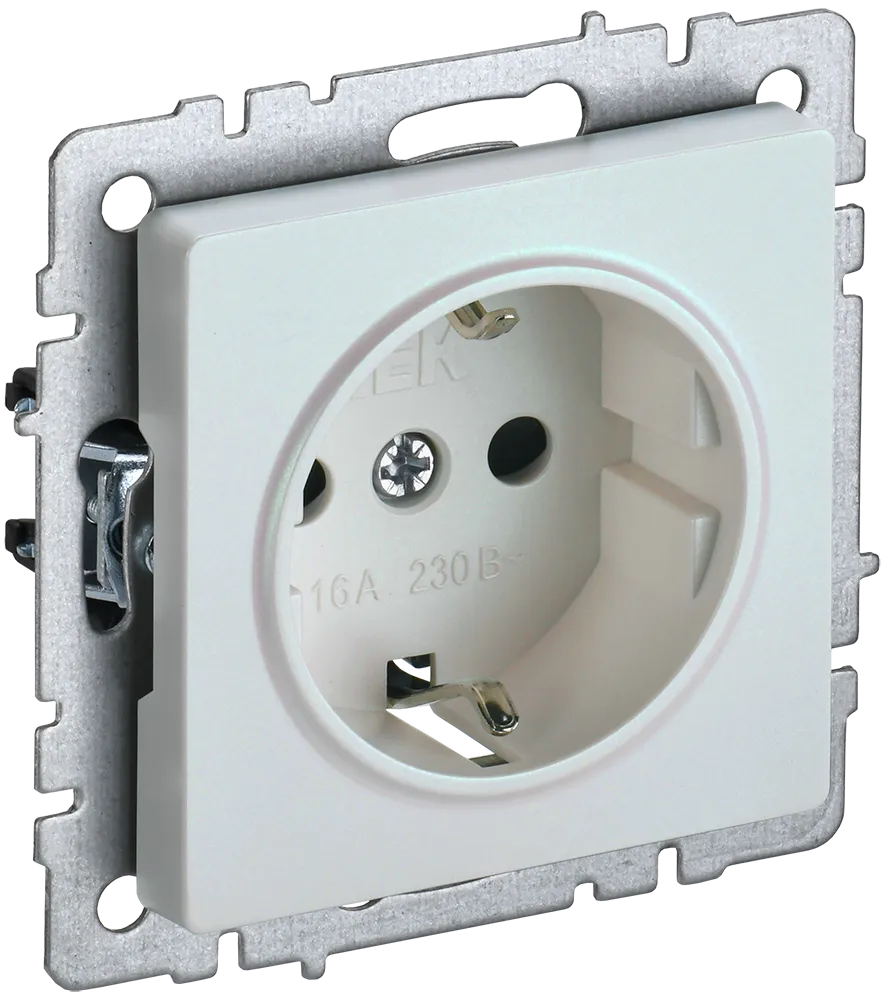 BRITE Розетка 1-местная с заземлением с защитными шторками 16А РС14-1-0-БрЖ жемчуг IEK BR-R14-16-K36