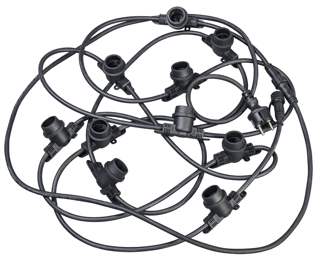 LIGHTING Гирлянда белт-лайт 10м 20 патронов E27 без ламп IP65 черный шнур 2м 230В транзит IEK LGDU601-0-020-10-B-S-65