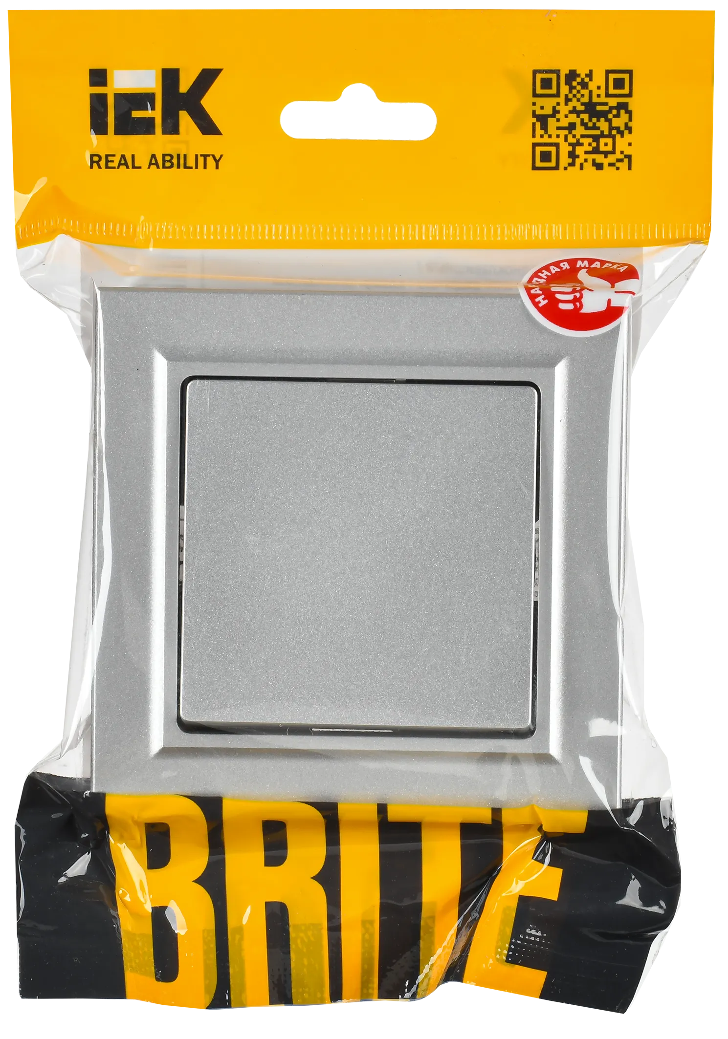 BRITE Выключатель 1-клавишный 10А в сборе ВСР10-1-0-БрА алюминий IEK - Фото 2