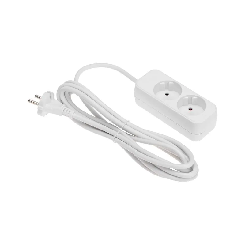 Удлинитель STANDARD 2 гнезда, 3м, 2х1,0мм², б/з, белый REXANT - Фото 2