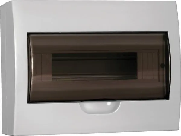 Корпус пластиковый БЕЛЫЙ ЩРН-П-12, черная прозрачная дверь IP41 GENERICA