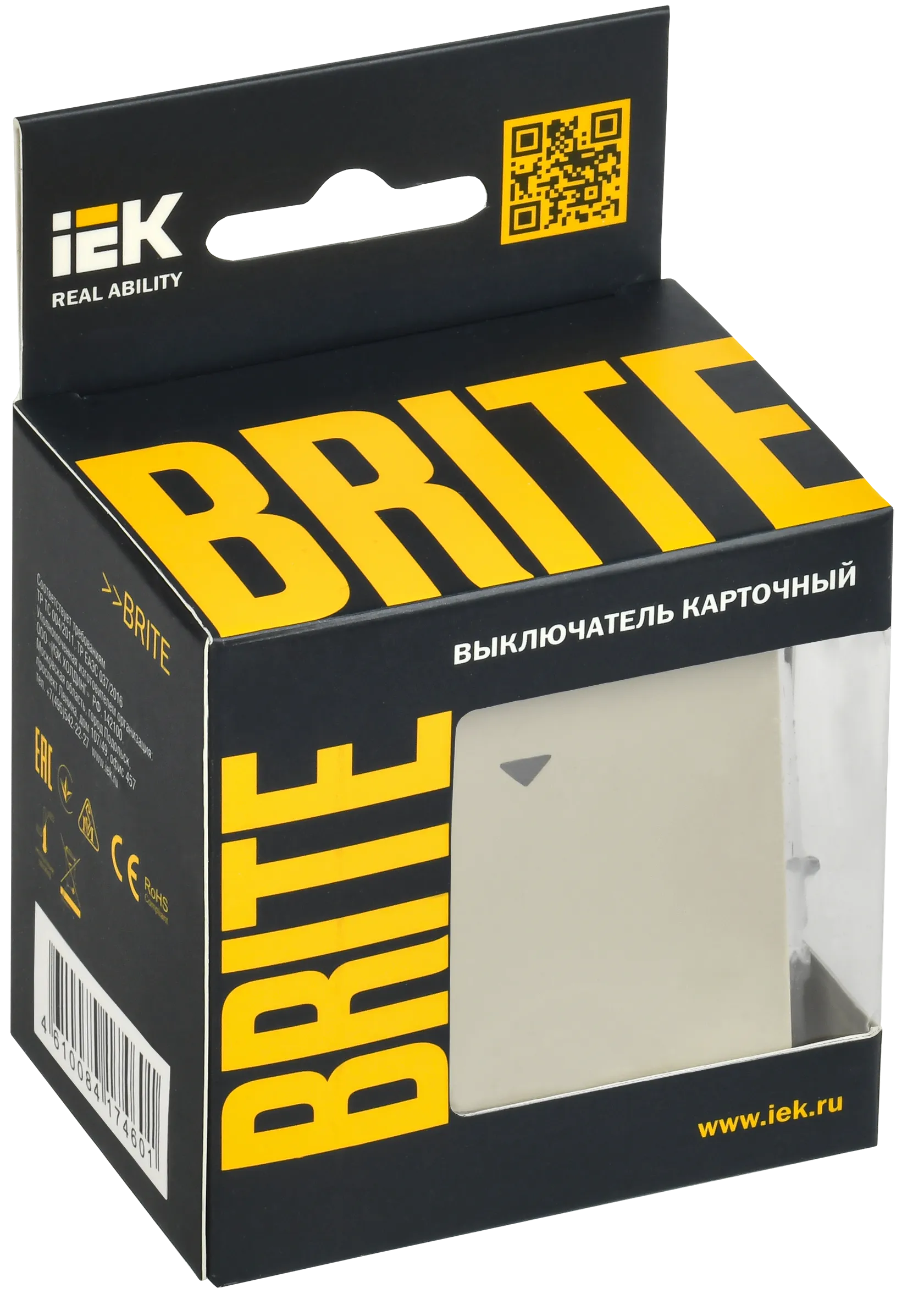 BRITE Выключатель карточный 30А ВС10-1-8-БрКр бежевый IEK - Фото 2