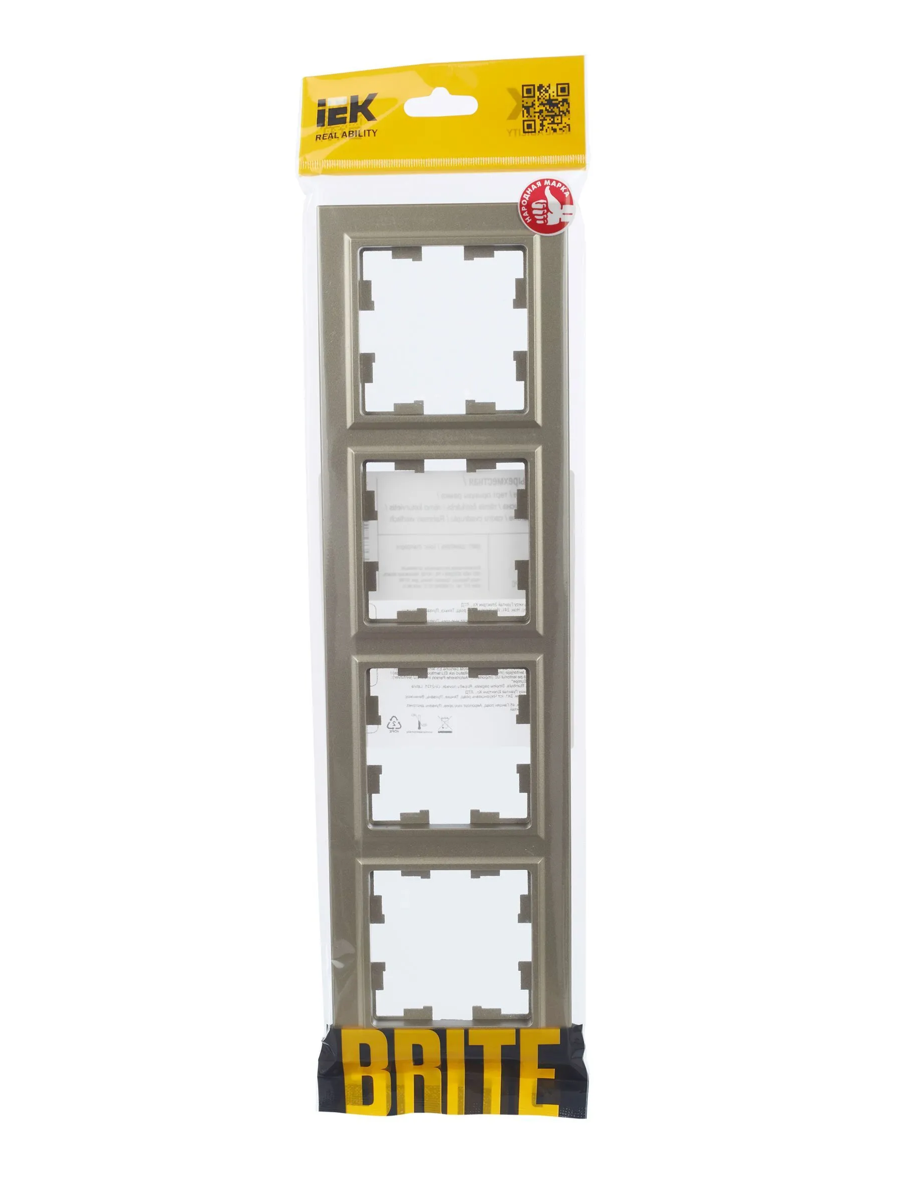 BRITE Рамка 4-местная РУ-4-БрШ шампань IEK - Фото 6