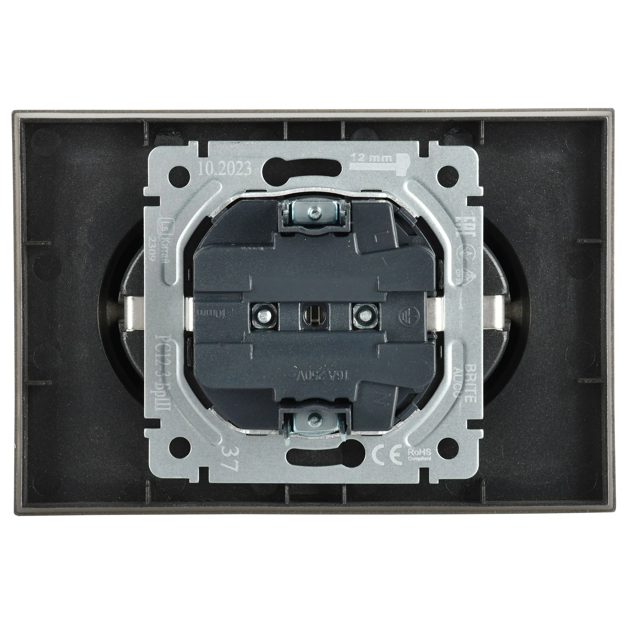 BRITE Розетка 2-местная с заземлением без защитных шторок 16А в сборе РС12-3-БрШ шампань IEK - Фото 5