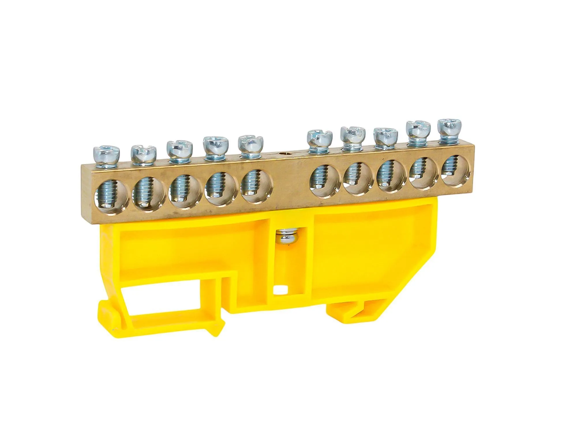 Шина PE "земля" на DIN-изоляторе ЖЕЛТЫЙ 8х12-10