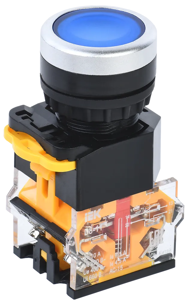 Кнопка управления D8-11 d=22мм 1з+1р синяя IEK