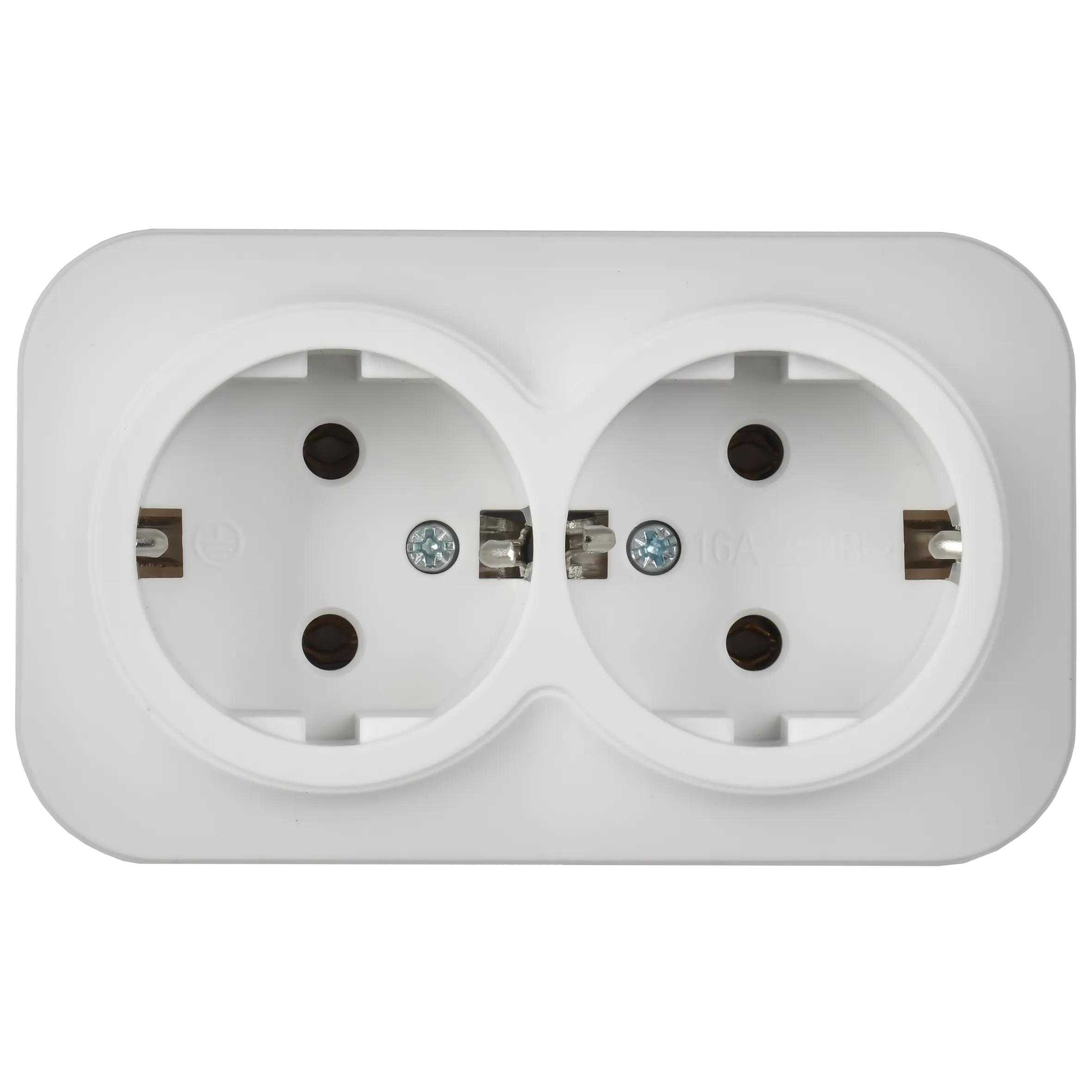 GLORY Розетка 2-местная для открытой установки с заземлением без защитных шторок 16А РС22-3-ХБм белый матовый IEK - Фото 3