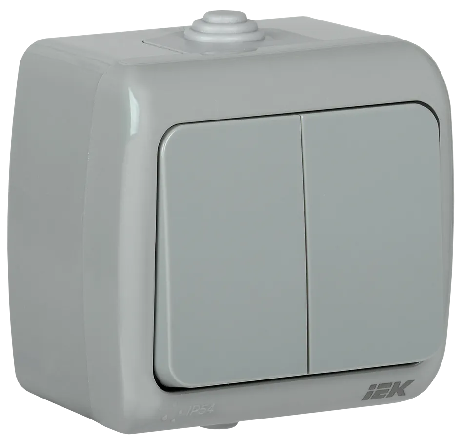 AQUATIC Выключатель 2-клавишный для открытой установки 10А IP54 ВС-20-2-0-А IEK