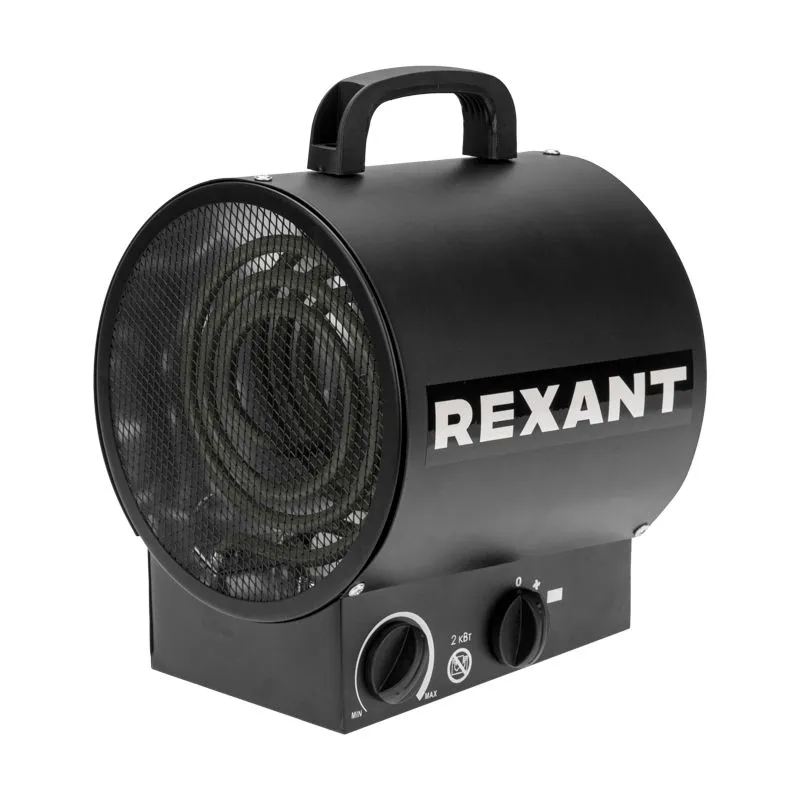 Пушка тепловая электрическая, круглая, прямоугольная подставка, ТЭН, 2кВт REXANT 60-0036