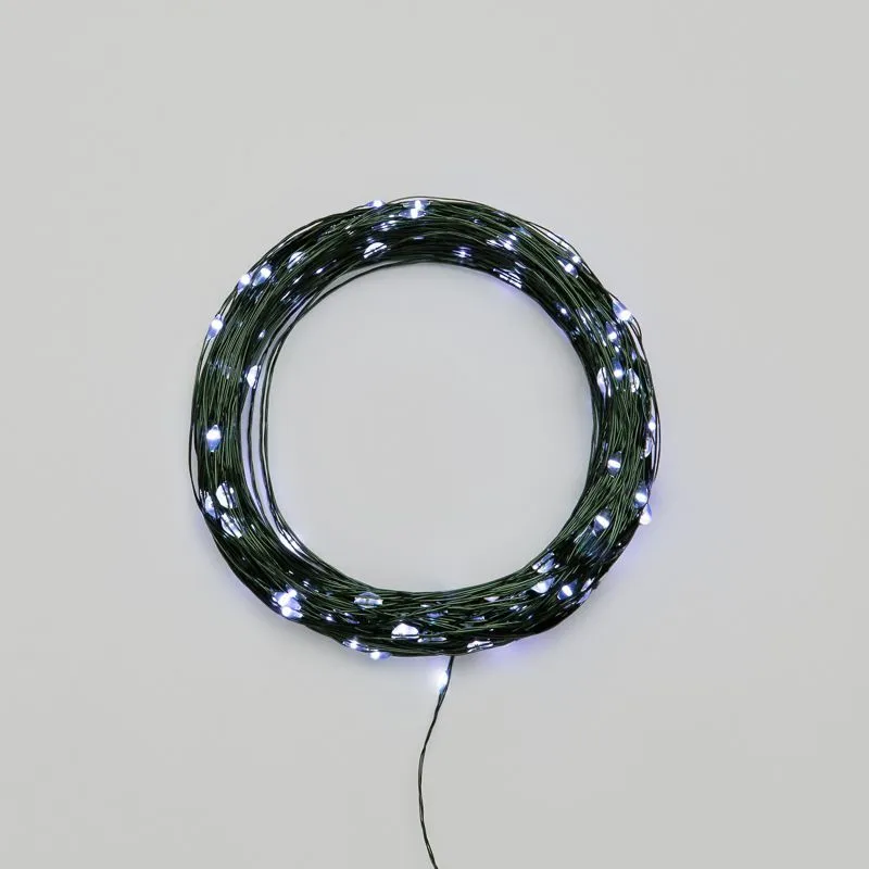 Гирлянда светодиодная Роса с контроллером 30м, 300LED, БЕЛЫЙ, IP20, 230В, зеленый провод NEON-NIGHT 303-275