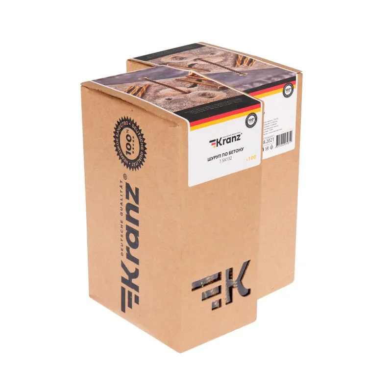 Шуруп по бетону 7,5х132мм, короб (100 шт/уп) KRANZ - Фото 2
