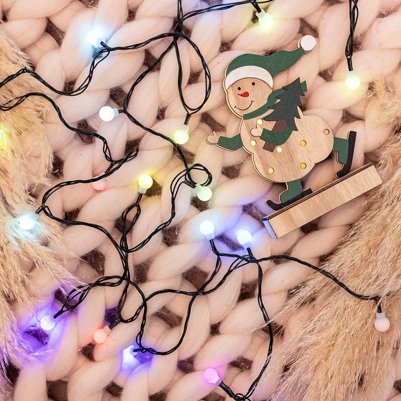 Гирлянда Шарики Ø15мм, 5м, темно-зеленый ПВХ, 30 диодов, цвет RGB - Фото 2