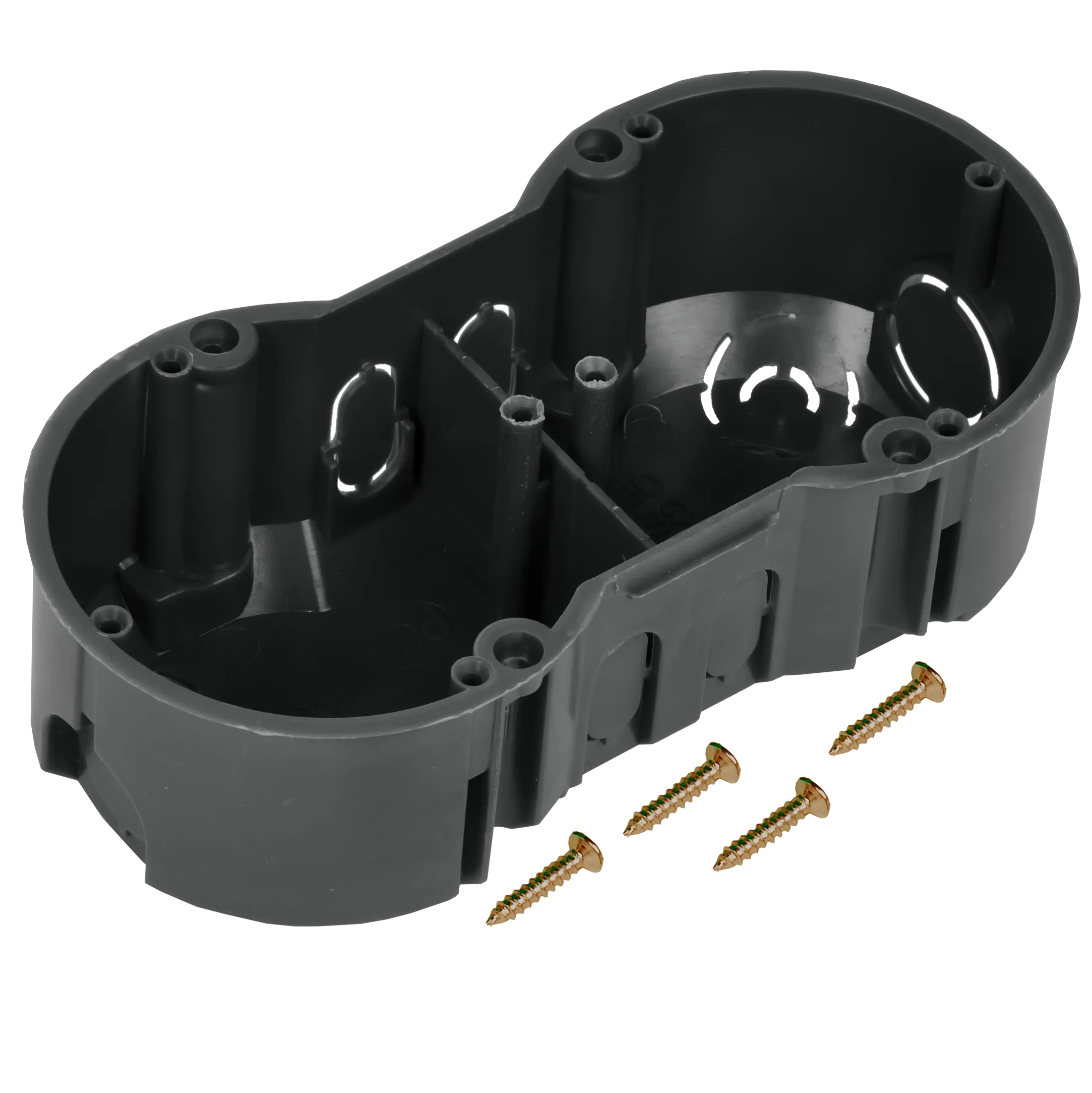 Коробка установочная КМ40007 двухместная для твердых стен безгалогенная (HF) 141х70х45мм с саморезами IEK - Фото 3