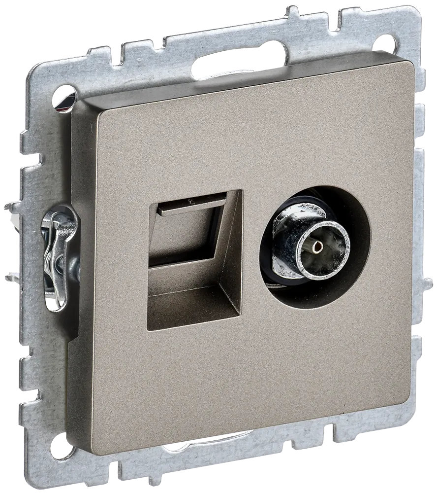 BRITE Розетка двойная TV+RJ45 кат.5E РТВ/РК12-БрШ шампань IEK BR-AK20-1-K37