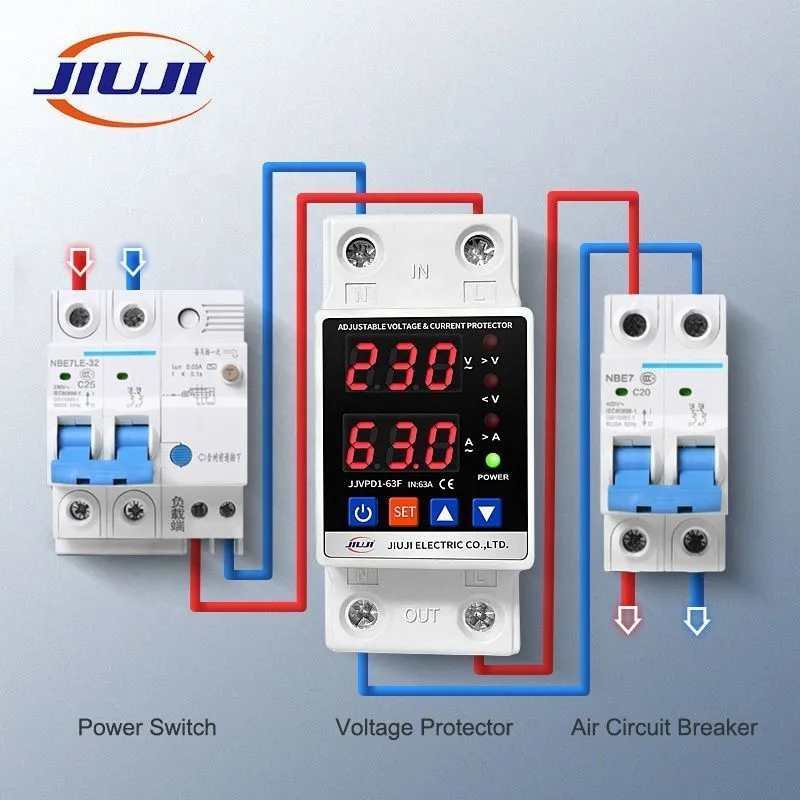 Однофазное реле напряжения и тока с дисплеем 63A - Фото 6