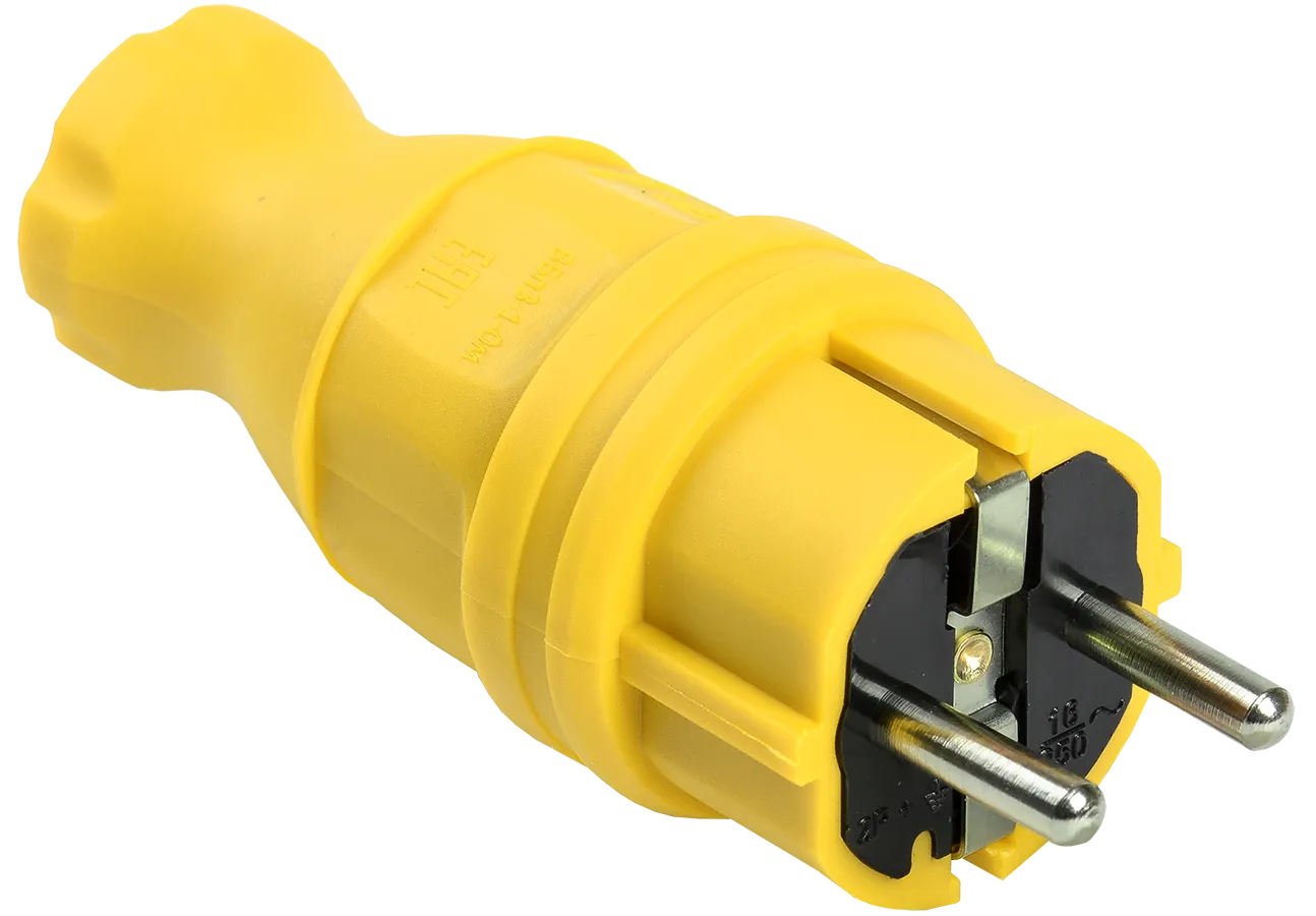 Вилка прямая ВБп3-1-0м IP44 ОМЕГА каучук жёлтая IEK