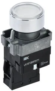 Кнопка управления LA167-BWF3171 d=22мм RC 1з с подсветкой белая IEK BBT20-BWF3171-1-12-67-K01