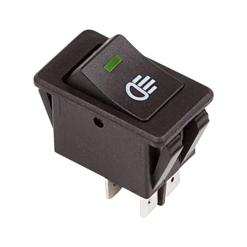 Выключатель клавишный 12V 35А (4с) ON-OFF  с зеленой LED подсветкой  (ASW-17D)  REXANT 36-4441