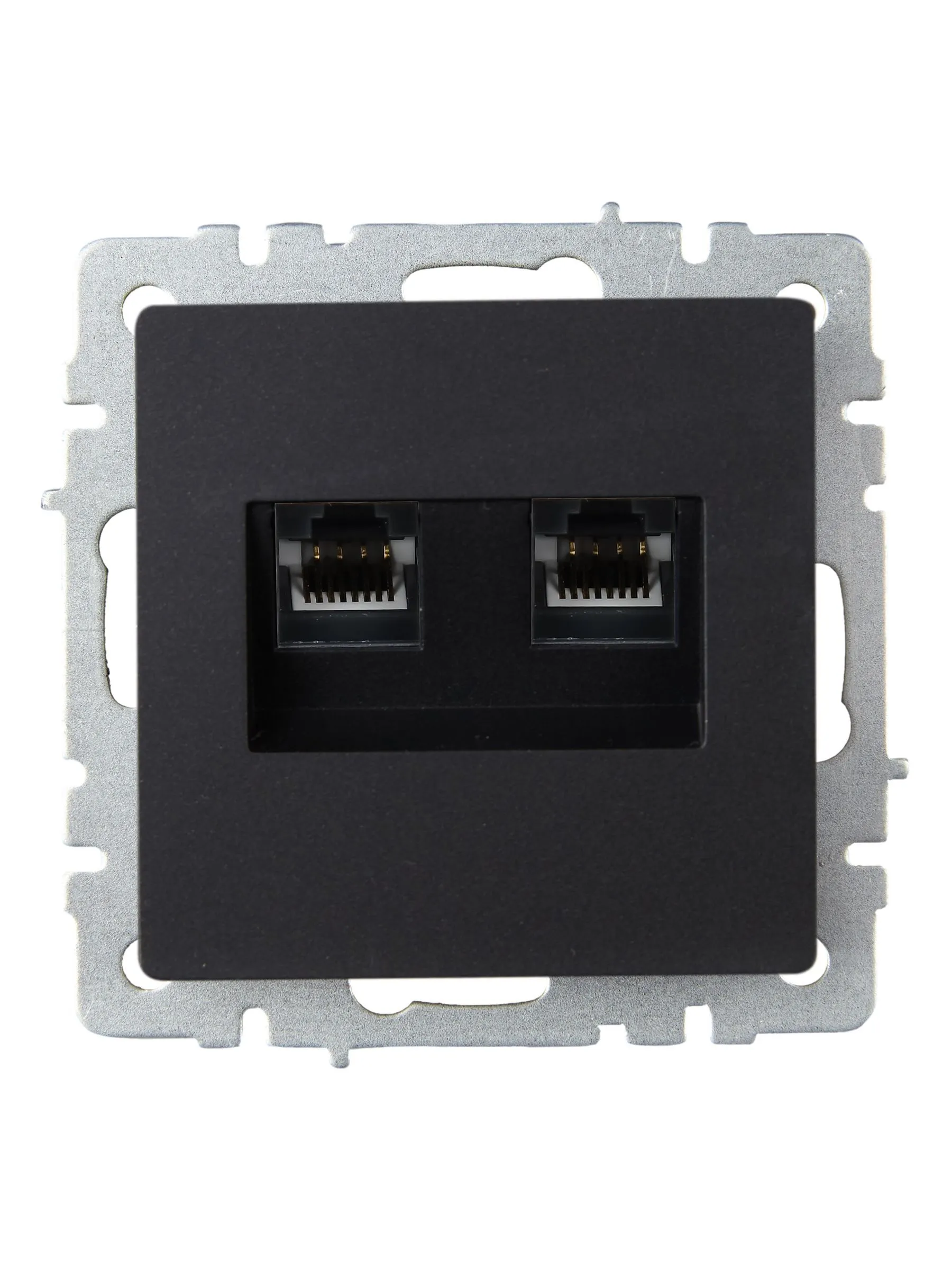 BRITE Розетка компьютерная двойная RJ45 кат.6 РК11-2-БрЧ черный IEK - Фото 3