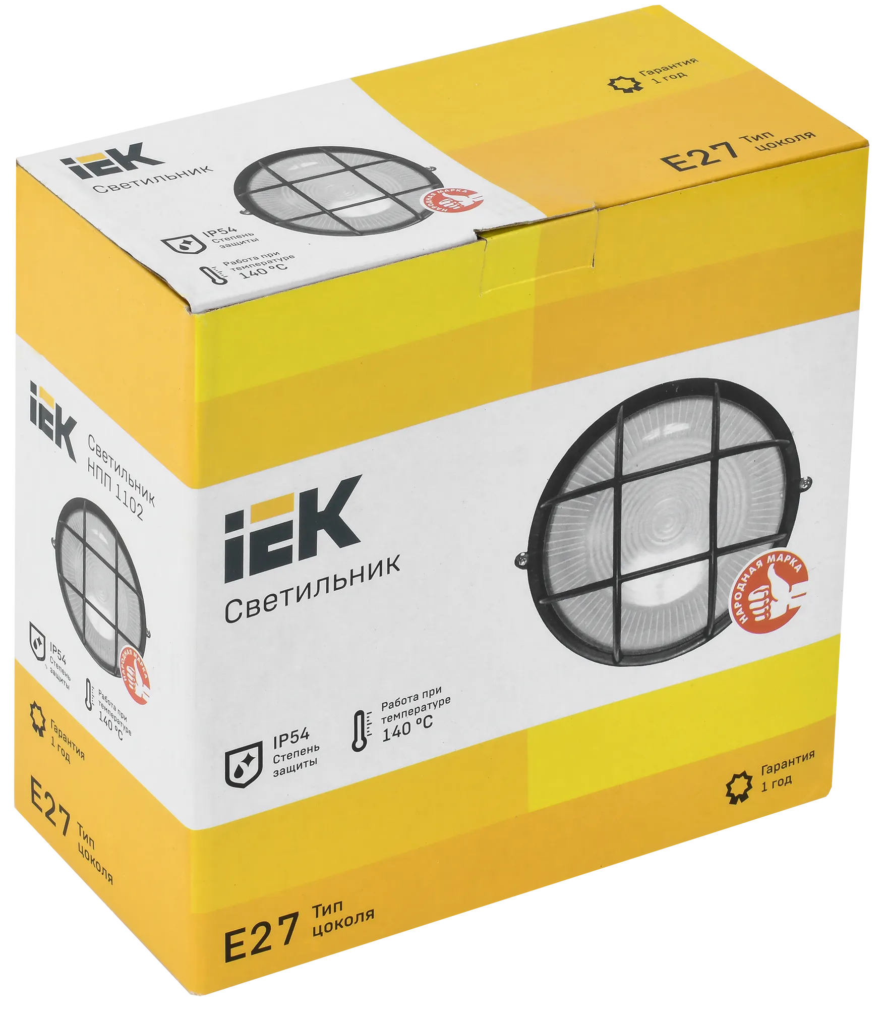 Светильник НПП1102 круг с решеткой 100Вт IP54 белый IEK - Фото 2