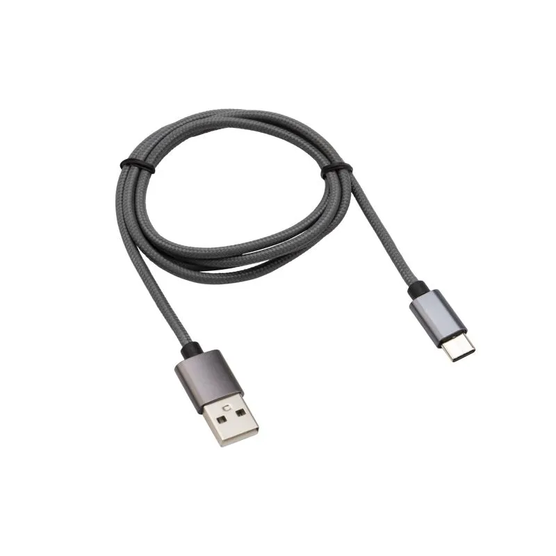 Кабель USB-A – Type-C, 3A, 1м, в темно-серой нейлоновой оплетке REXANT - Фото 2