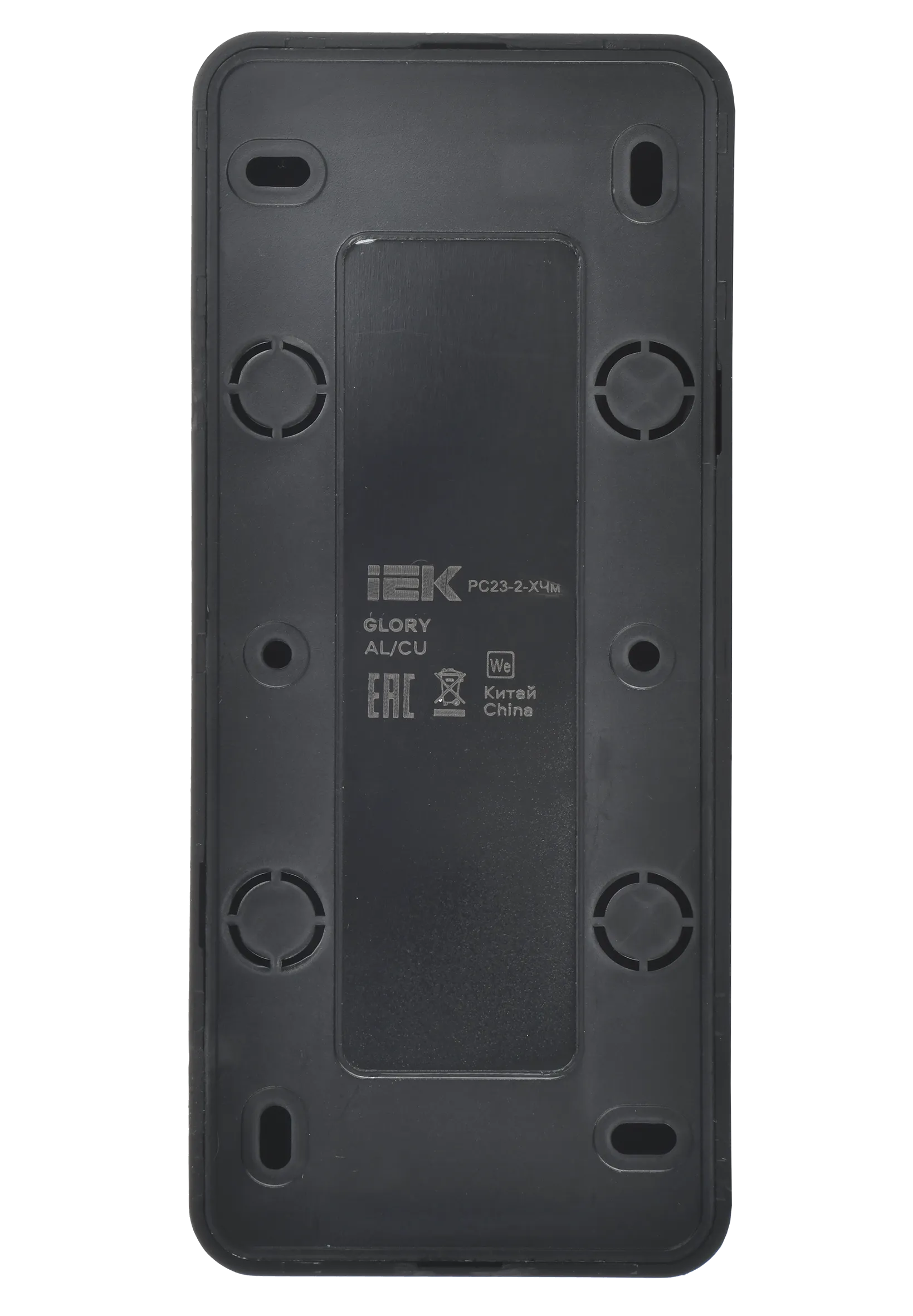 GLORY Розетка 3-местная для открытой установки без заземления без защитных шторок 10А РС23-2-ХЧм черный матовый IEK - Фото 4