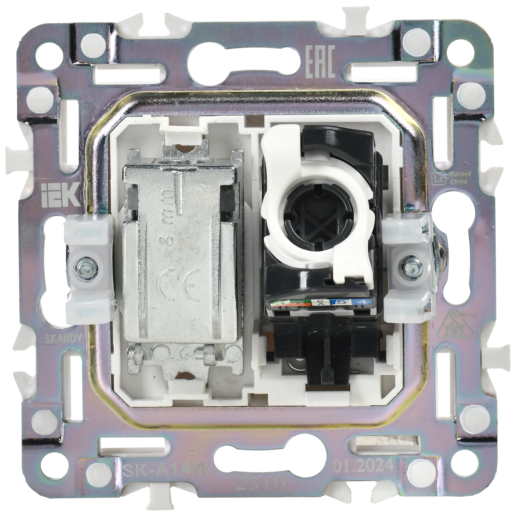 SKANDY Розетка двойная TV+RJ45 кат.5E SK-A14W арктический белый IEK - Фото 5