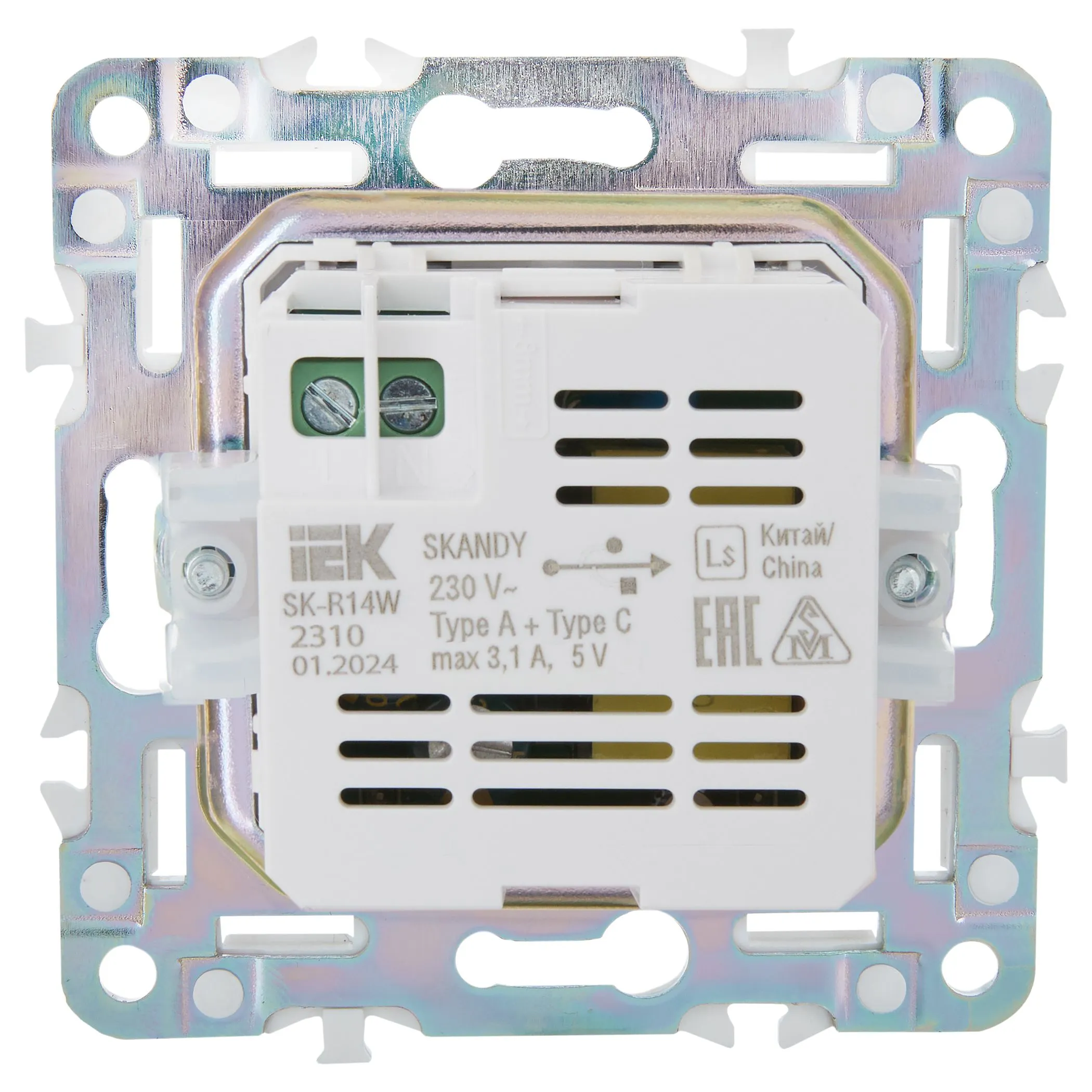 SKANDY Розетка USB A+C 3,1А SK-R14W арктический белый IEK для электромонтажа - Фото 4