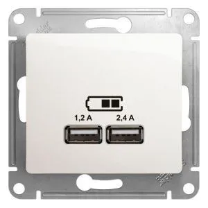 Розетка USB Glossa тип A+C 5В/2.4А 2х5В/1.2А механизм перламутр. SE GSL000639 1340091
