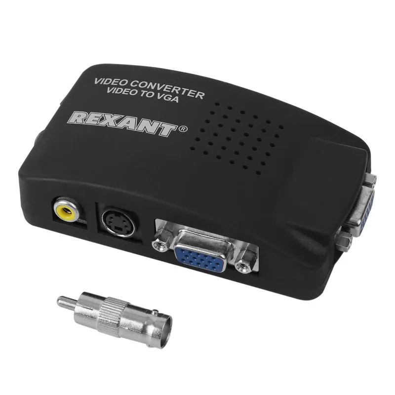 Конвертер BNC/RCA + S-video на VGA, пластик REXANT