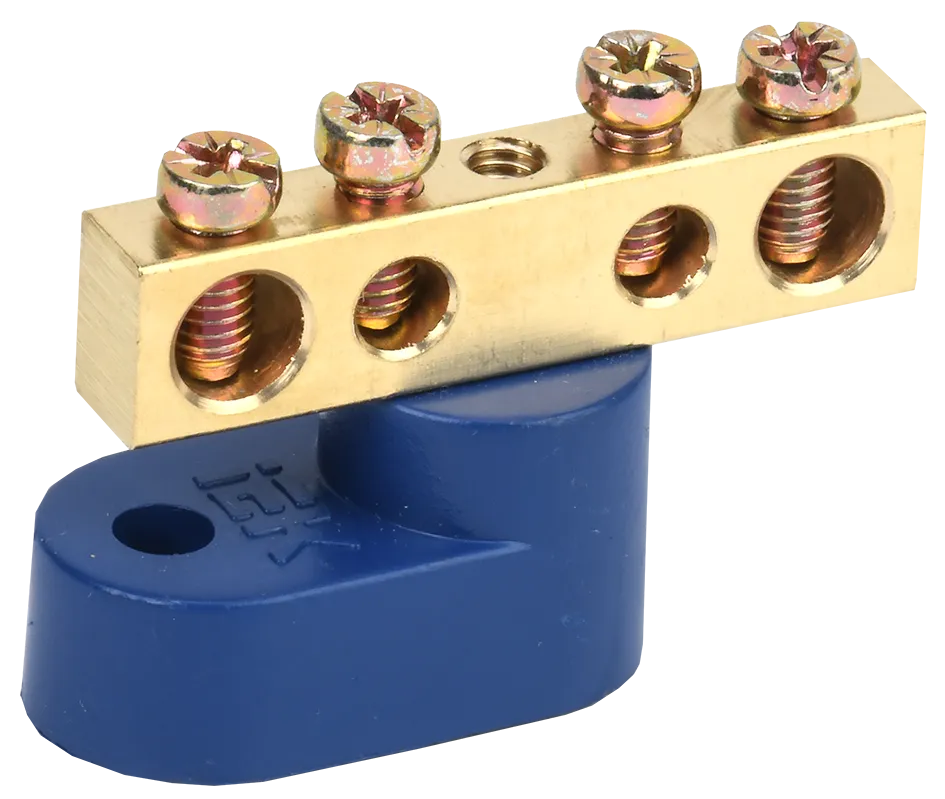 Шина N "ноль" на одном угловом изоляторе ШНИ-6х9-4-У1-С IEK