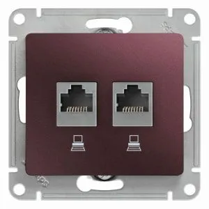 Розетка компьютерная 2-м Glossa RJ45 кат.5E механизм баклажан. SE GSL001185KK 463610