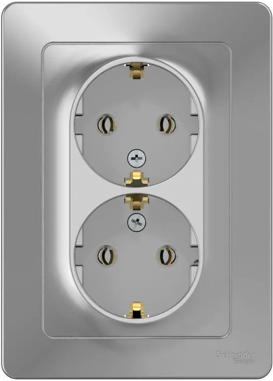 Розетка 2-м СП Blanca 16А IP20 250В с заземл. без защ. шторок алюм. SE BLNRS001023 - Фото 2