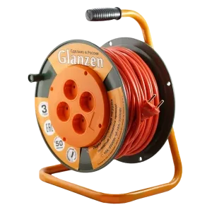 Удлинитель силовой на катушке GLANZEN 4 гн. ПВС 2х1,5 арт. EB-50-006 - Фото 4