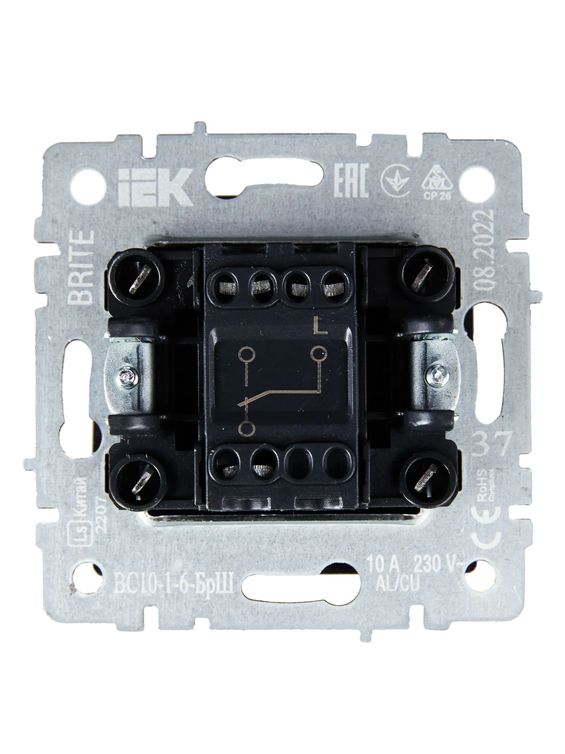 BRITE Выключатель 1-клавишный проходной 10А ВС10-1-6-БрШ шампань IEK - Фото 5