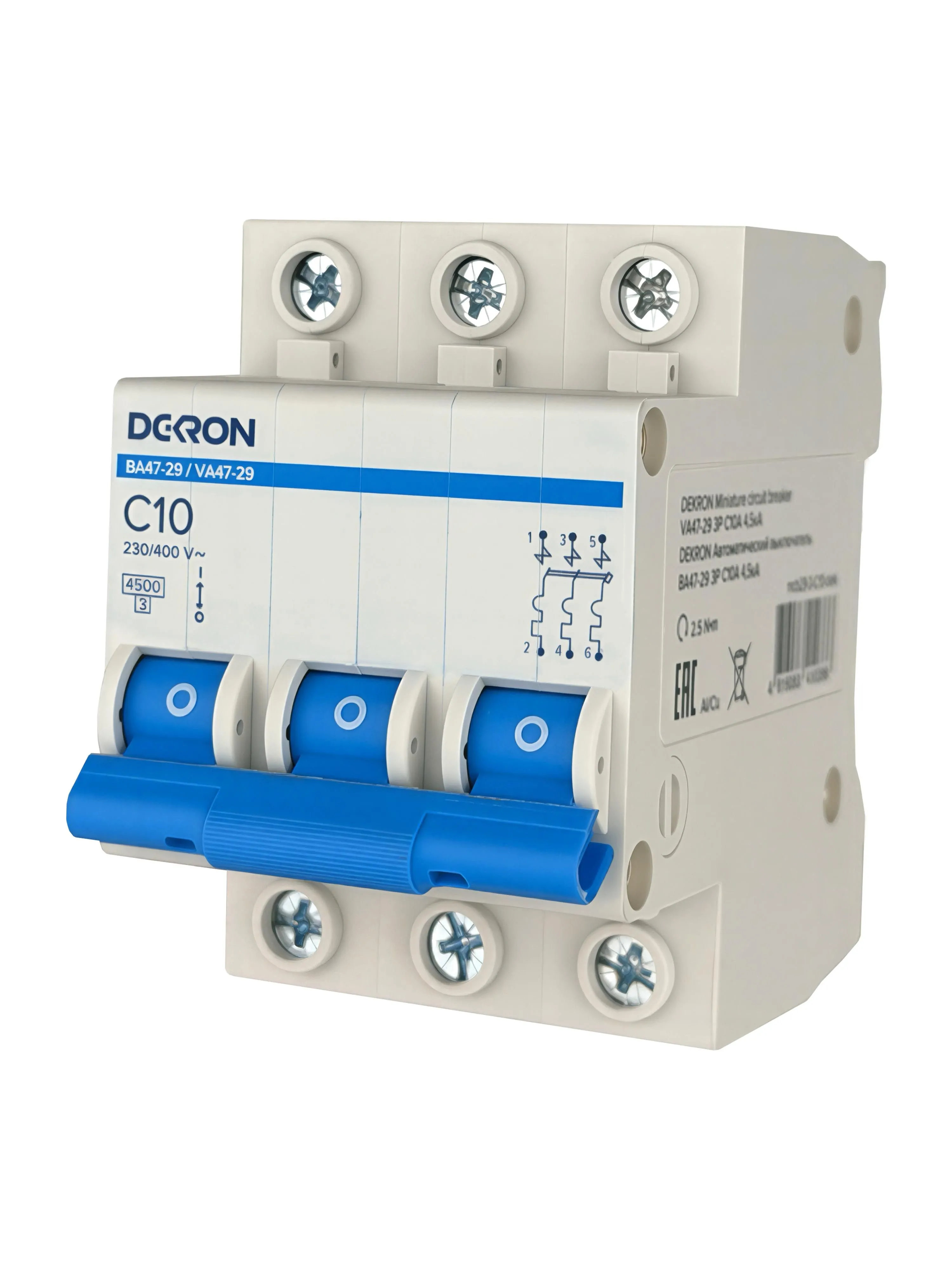 Автоматический выключатель ВА47-29 3P С10A 4,5кА - Фото 2