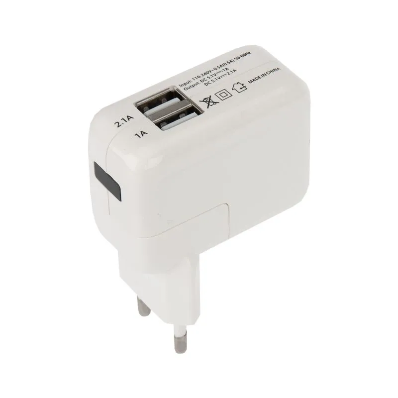 Сетевое зарядное устройство 2xUSB,  переходник+адаптер (СЗУ) (5 V, 2100 mA+1000 mA) REXANT 18-1187