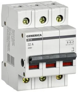 Выключатель нагрузки (мини-рубильник) ВН-32 3Р 32А GENERICA MNV15-3-032